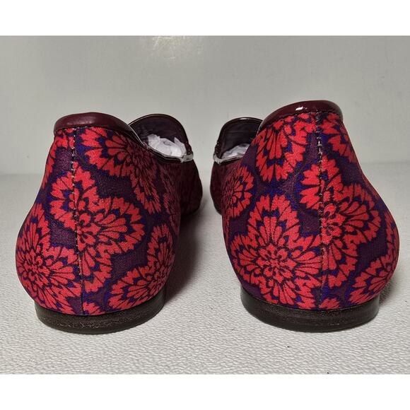 Tory Burch Floral Print Chandra Flats Shoes Patent Piping Padded Insole Sz 9.5 M - Picture 8 of 13